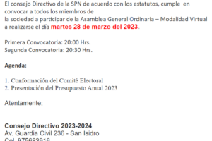 PRIMERA ASAMBLEA GENERAL ORDINARIA 2023